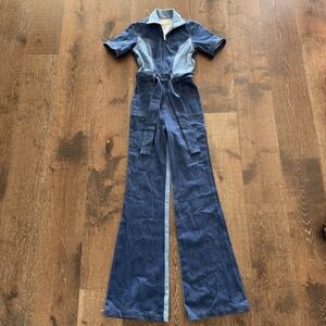Stoned Immaculate Blue Jean Baby Denim Jumpsuit Women's Size XS Laurel Canyon